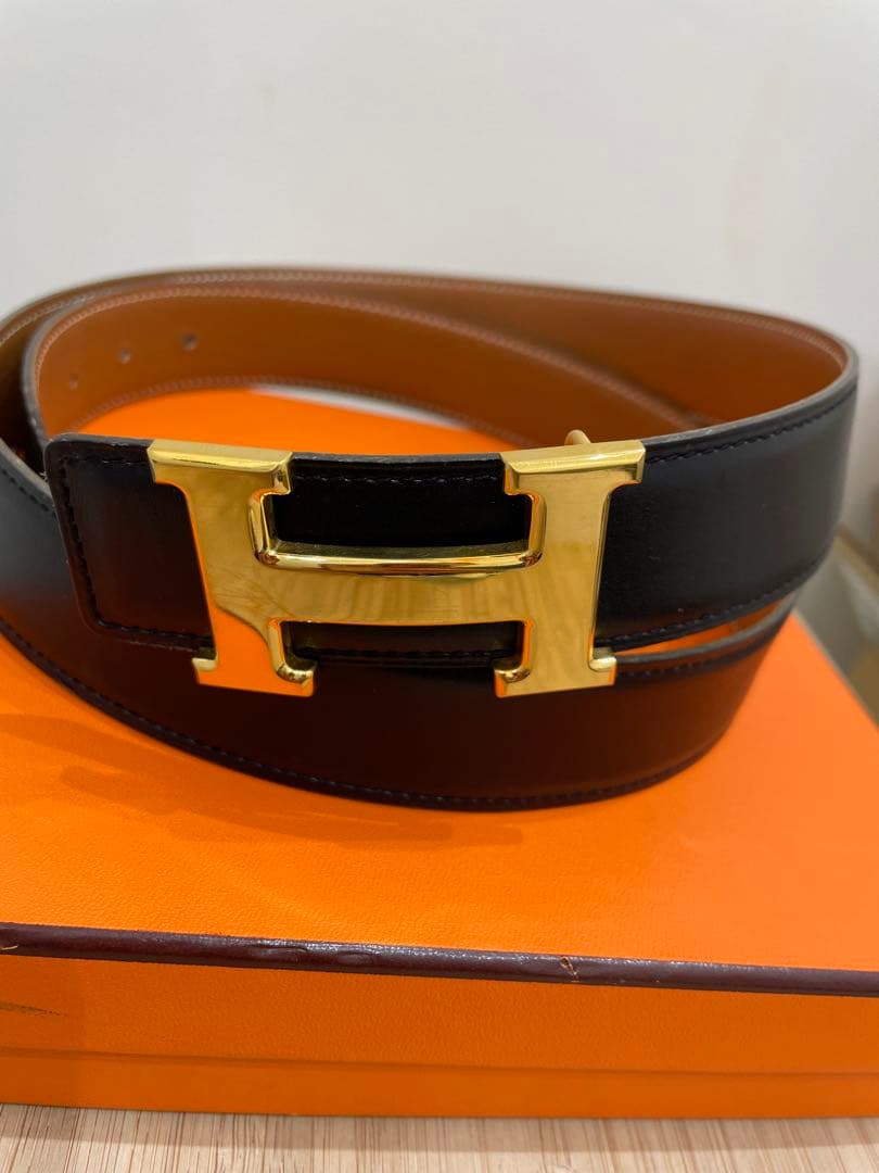 HERMES レザーベルト Hロゴ付き