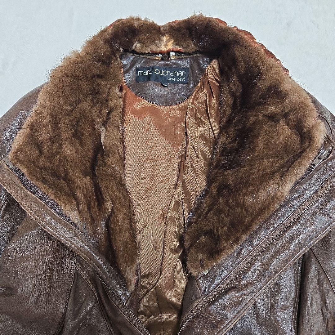 marc buchanan　ノーカラー　レザー　ファー　pelle pelle