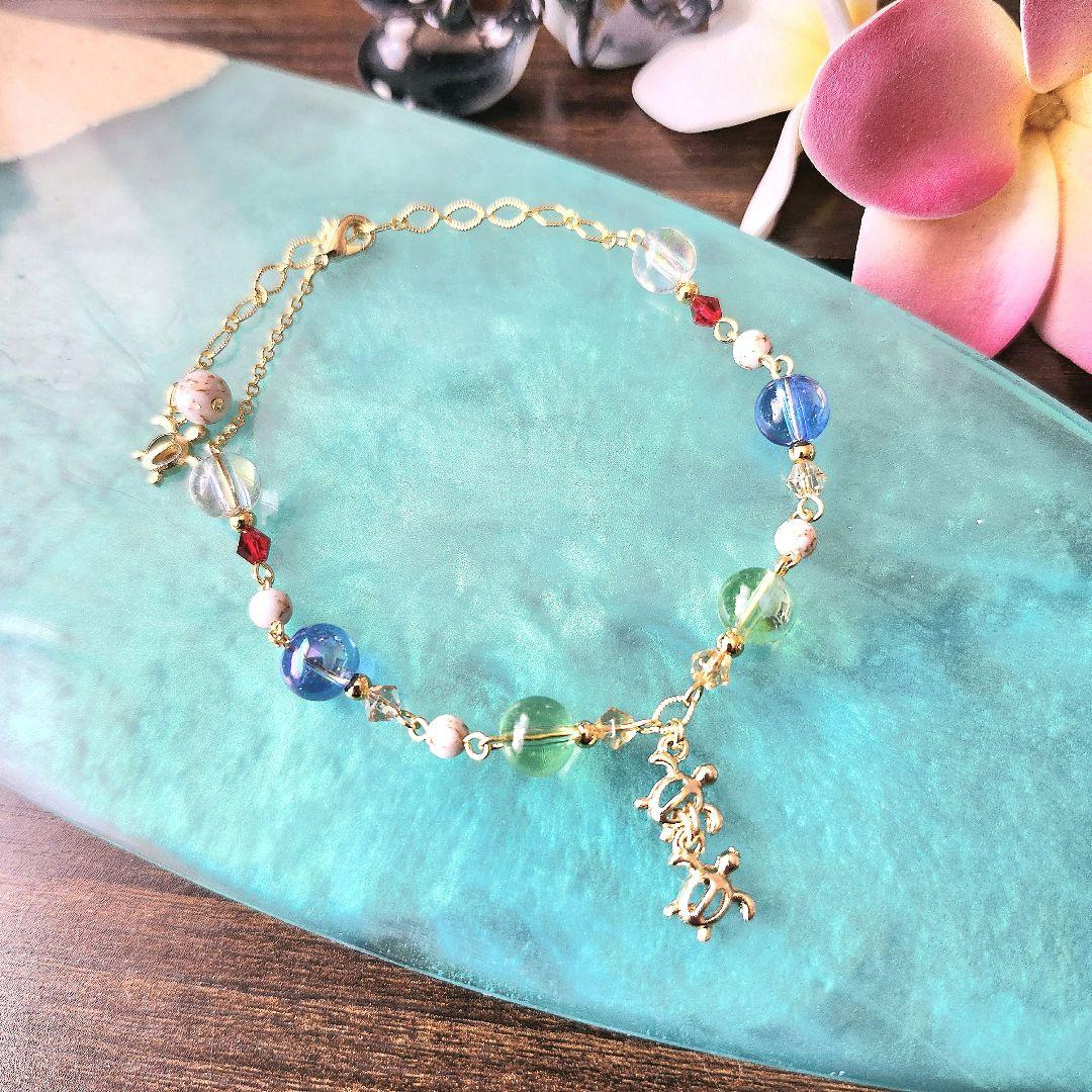 k16gpチェーン アンクレット ホヌ シェルターコイズ シルバーアクセサリー