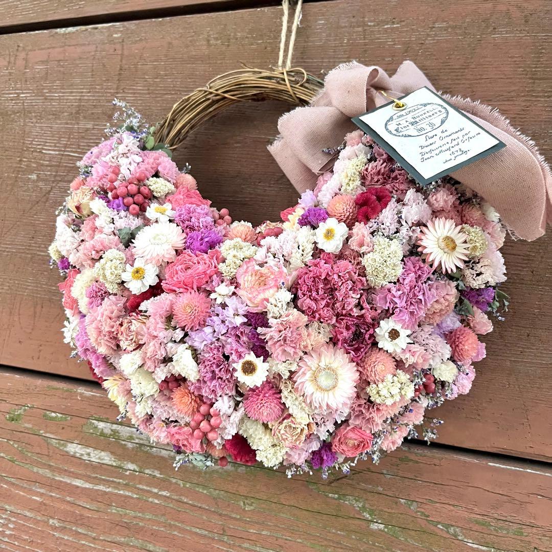 リース　ドライフラワー　ドライフラワーリース　スワッグ　ピンク　母の日　父の日