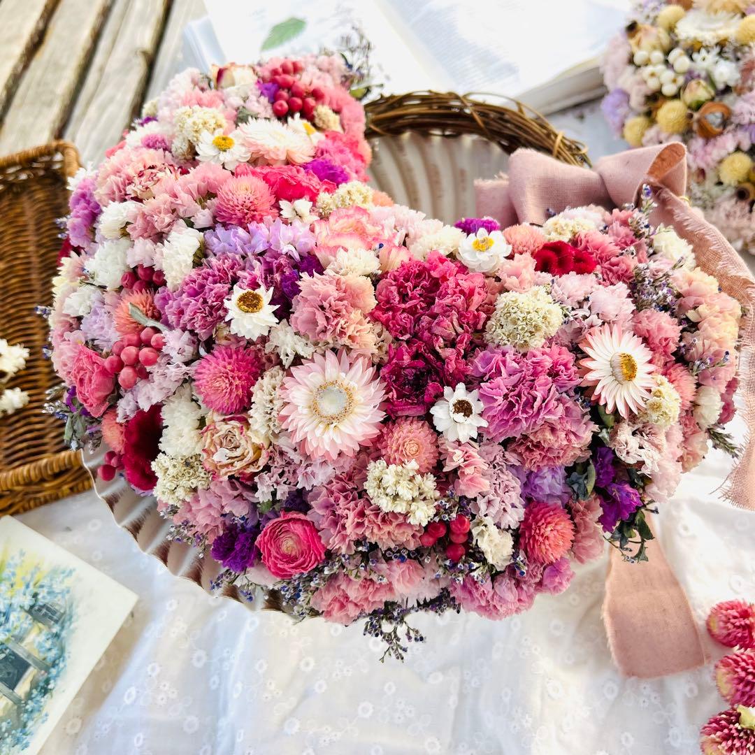 リース　ドライフラワー　ドライフラワーリース　スワッグ　ピンク　母の日　父の日