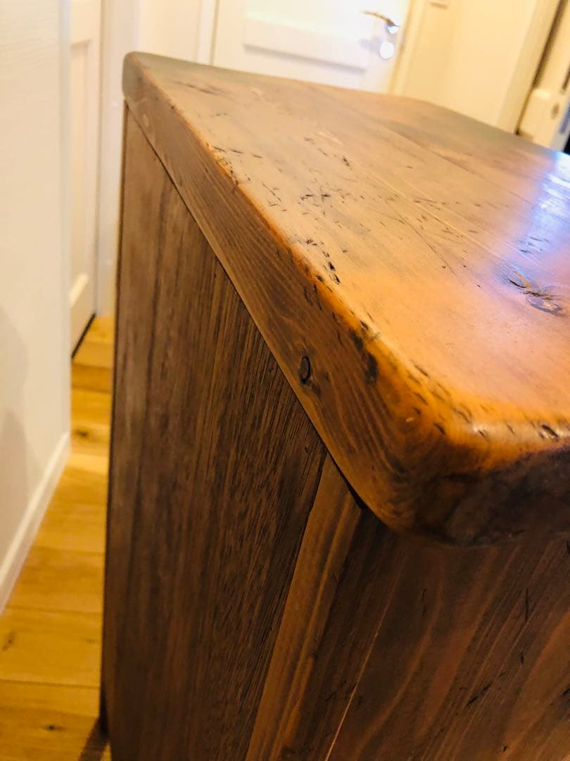 アンティーク　カップボード　ビンテージ　木製ガラス扉ラック 中型　高さ100