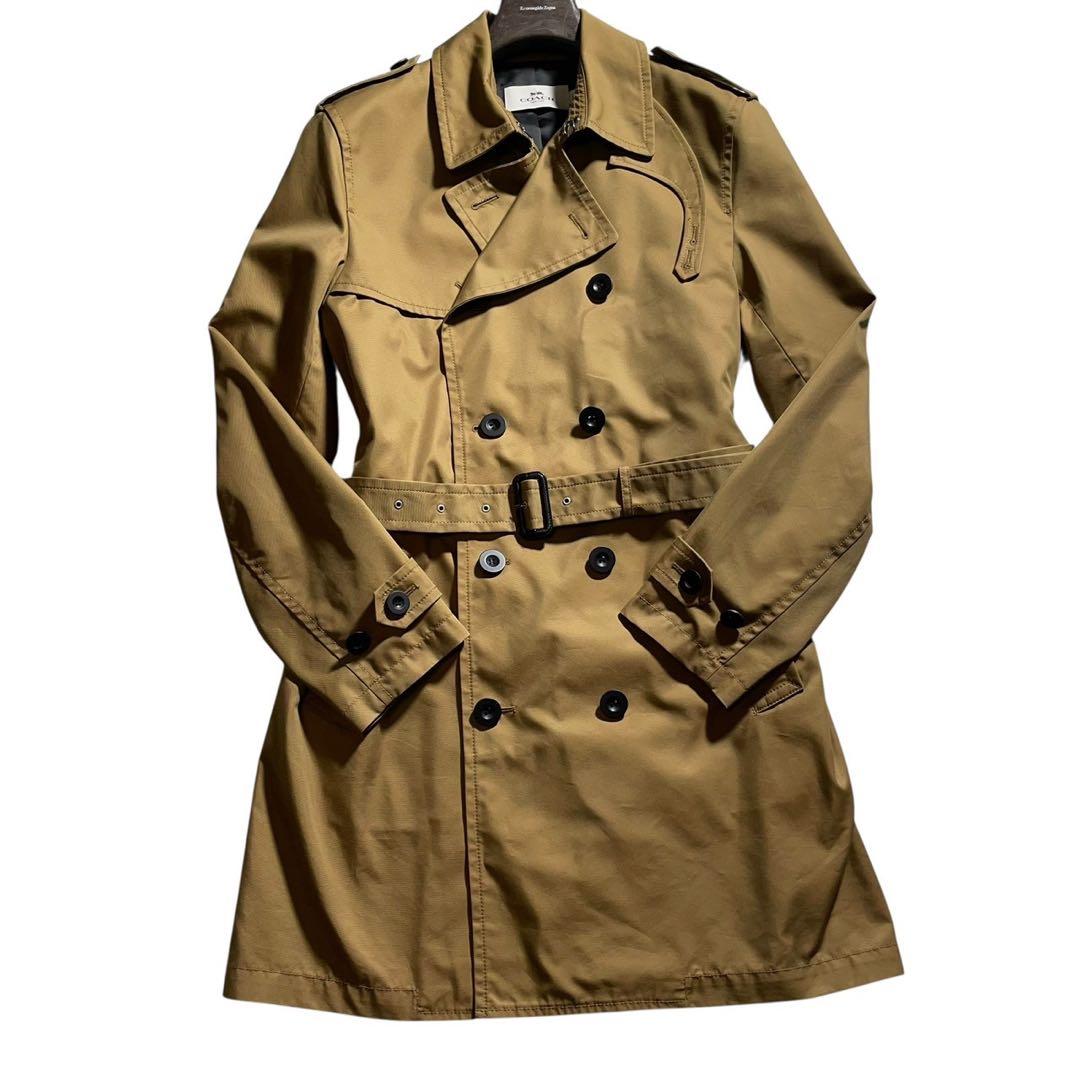 コーチ　coach トレンチコート　ベルト付き　ベージュ　サイズL