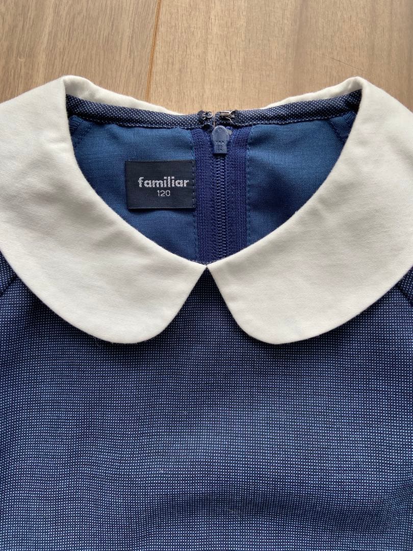 ファミリア 花柄ワンピース　紺ワンピース　120