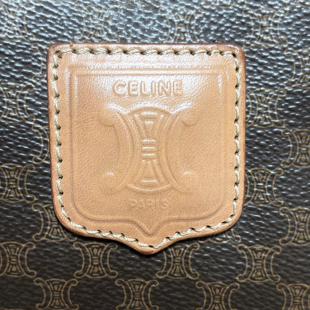 セリーヌ ボストンバッグ トリンオフ マカダム柄 ブラウン レザー 本革 PVC