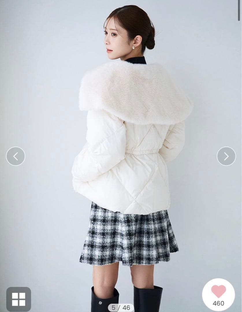 【美品】CELFORD ファー襟付きキルティングショートコート　アイボリー