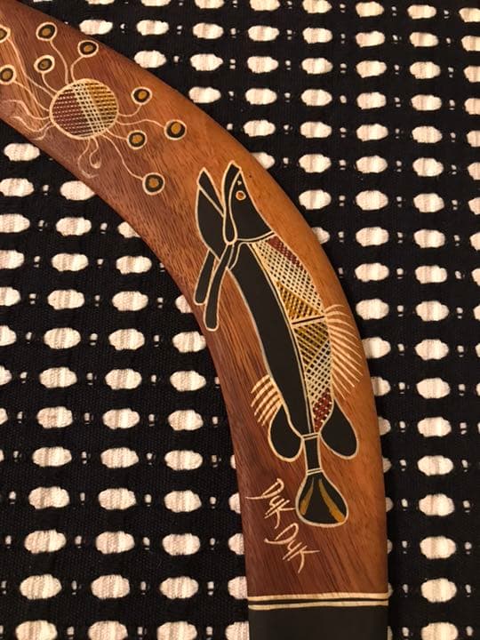 アボリジナルアート ブーメラン Stephen Mclean 魚 さかな