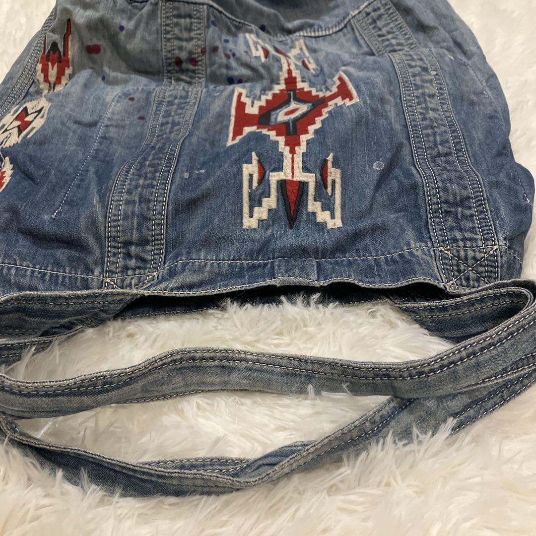 デニム＆サプライ ラルフローレン トート ネイティブ刺繍 ダメージ加工