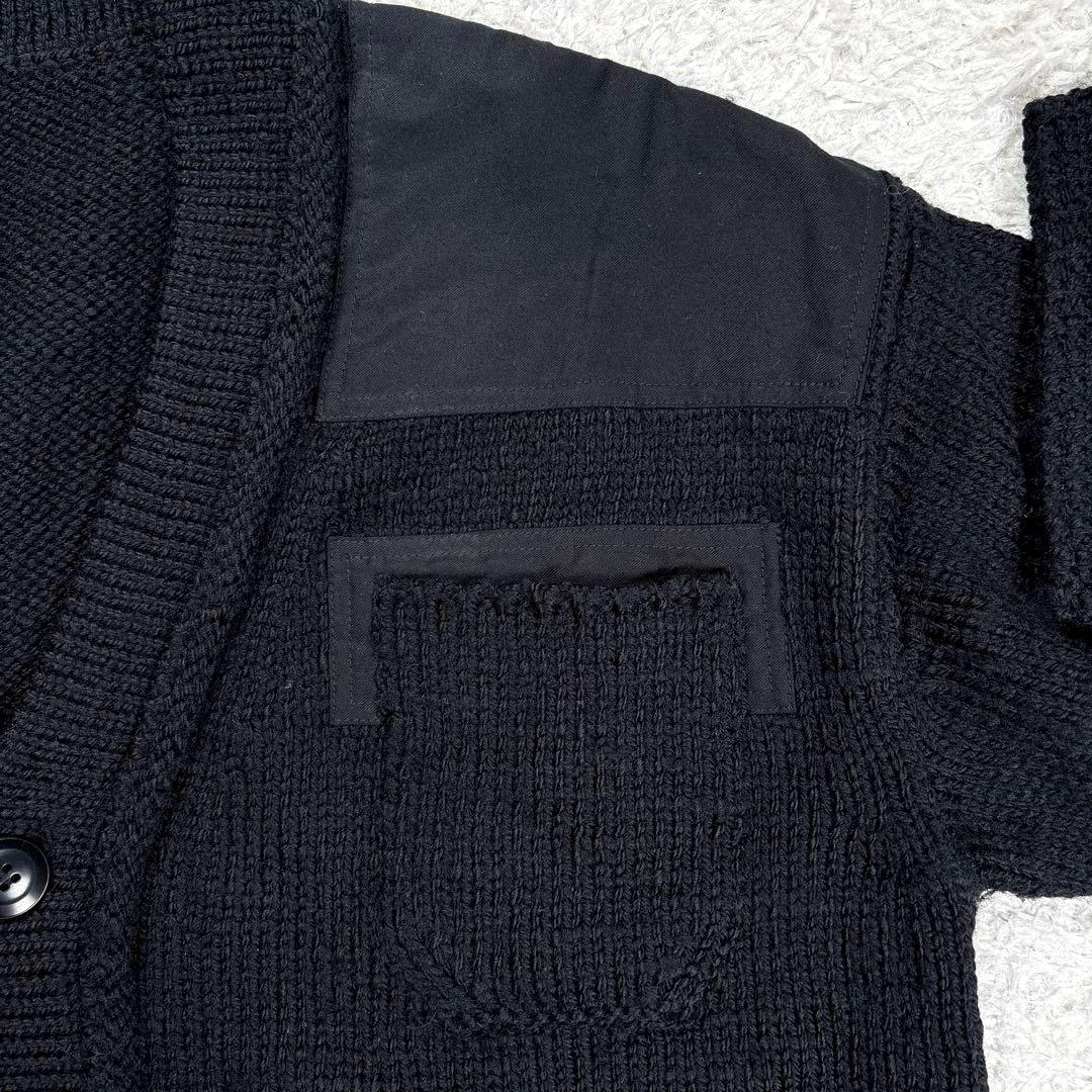 ワイズ　コマンドウールニットカーディガン　ヨウジヤマモト　22AW 切替　黒