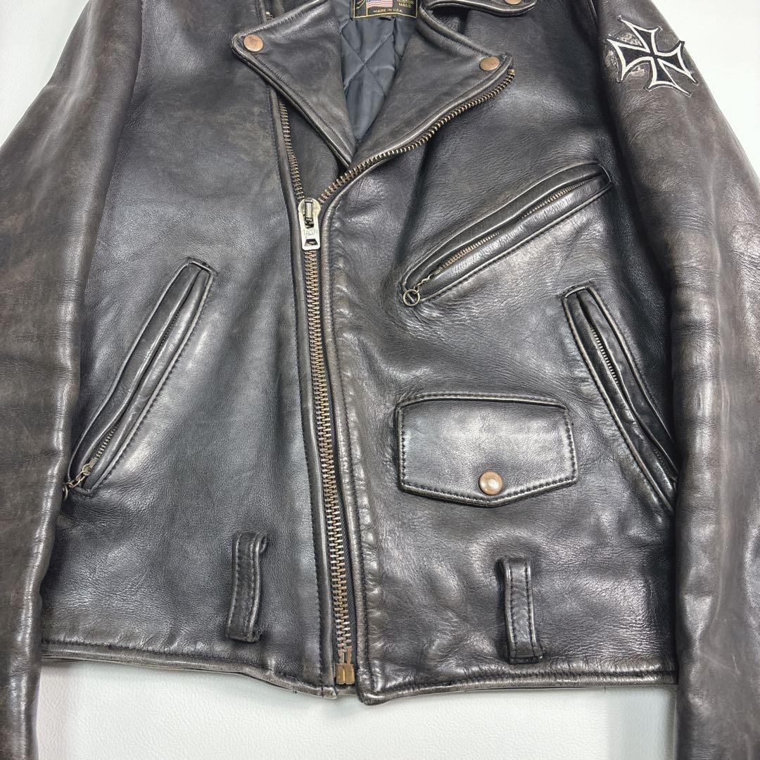 vanson ダブルライダースジャケット キルティング 黒色 Sサイズ 本革
