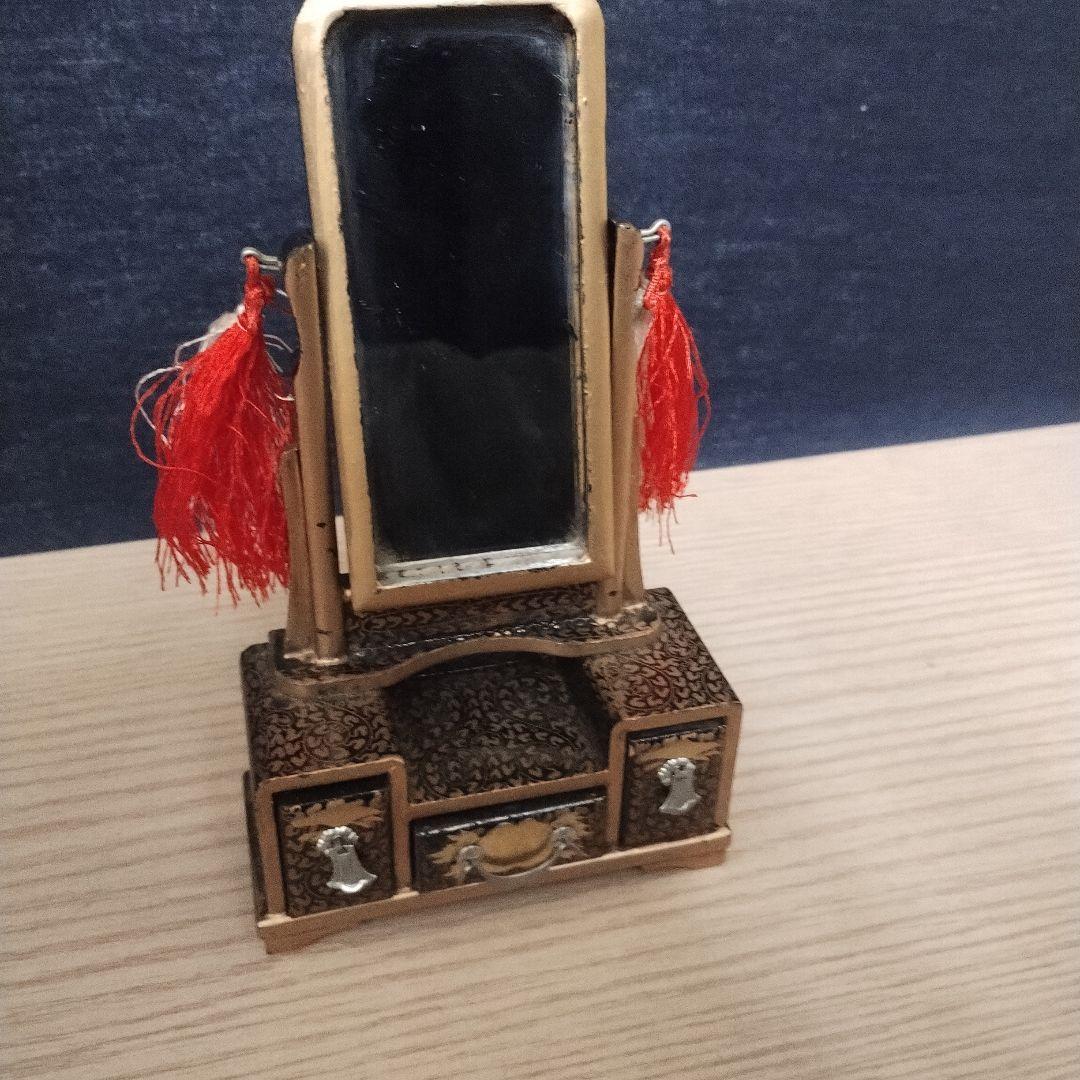 ひな人形セット 鏡付き 木製