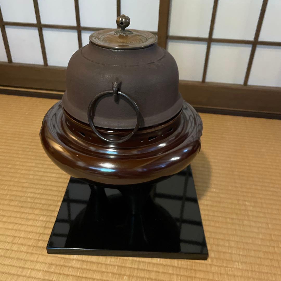 茶道具 唐銅『朝鮮風炉』釜師【畠 春斎】鋳師【金森 紹栄】　風炉釜　切合釜