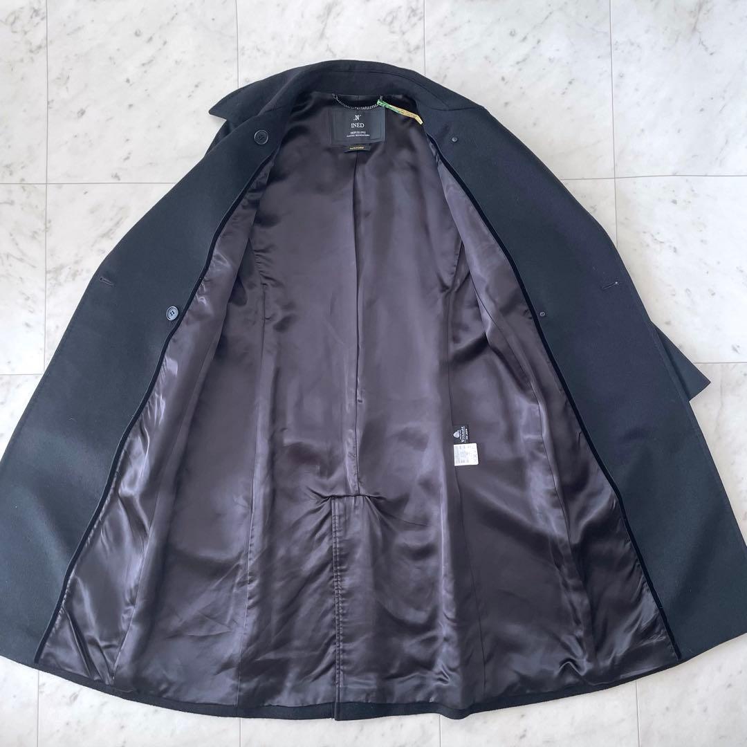 美品＊INED イネド カシミヤ100％ロングコート ブラック ベルト欠品