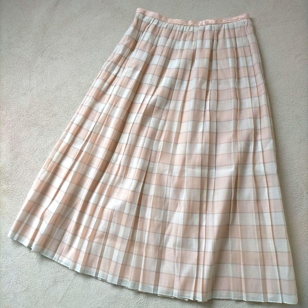 【美品】 Drawer コットンシルク チェック プリーツスカート 40