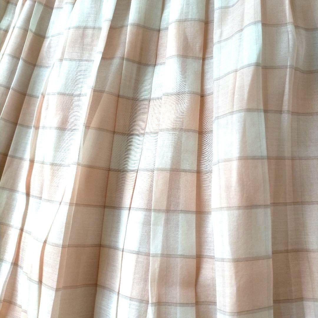 【美品】 Drawer コットンシルク チェック プリーツスカート 40