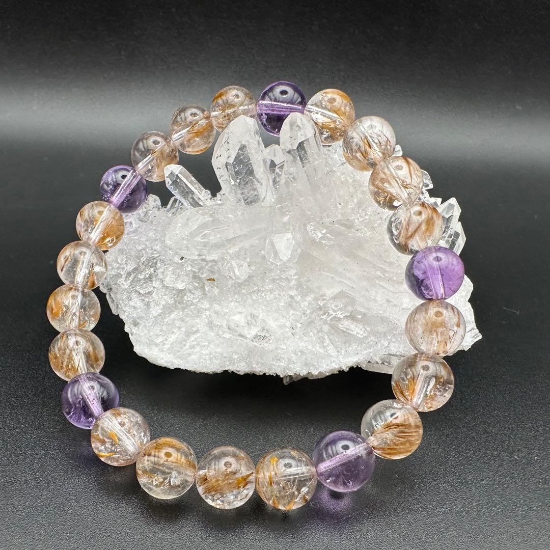 カコクセナイトインアメシスト　ブレスレット