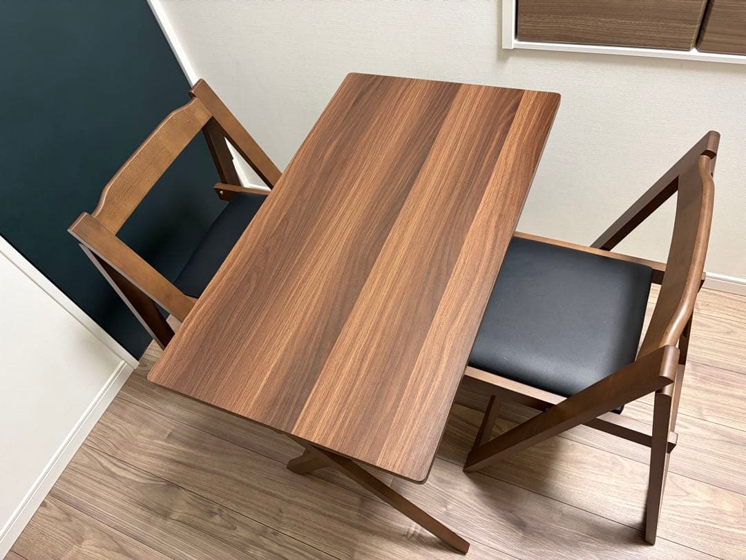 折りたたみ式デスク＆椅子２脚 TS-3404 ブラウン