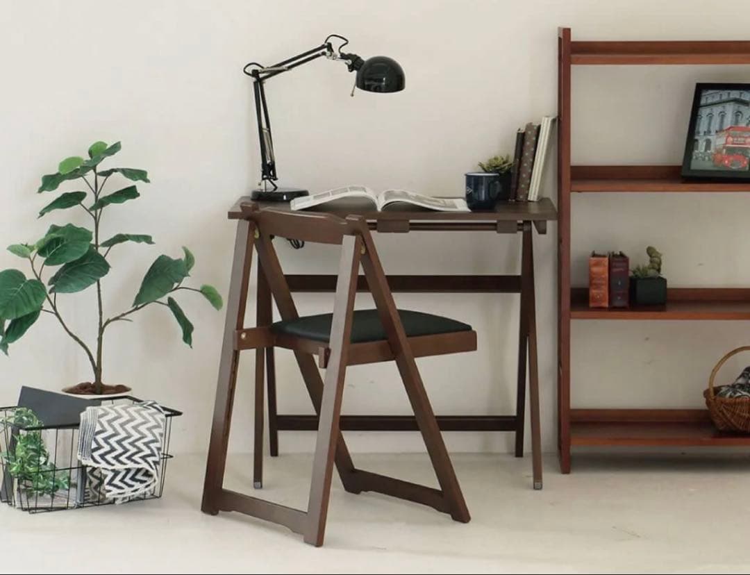 折りたたみ式デスク＆椅子２脚 TS-3404 ブラウン