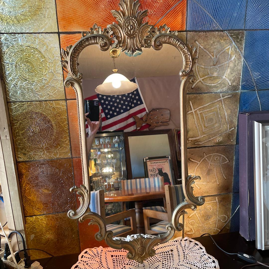 フランスアンティーク素敵な壁掛けミラー