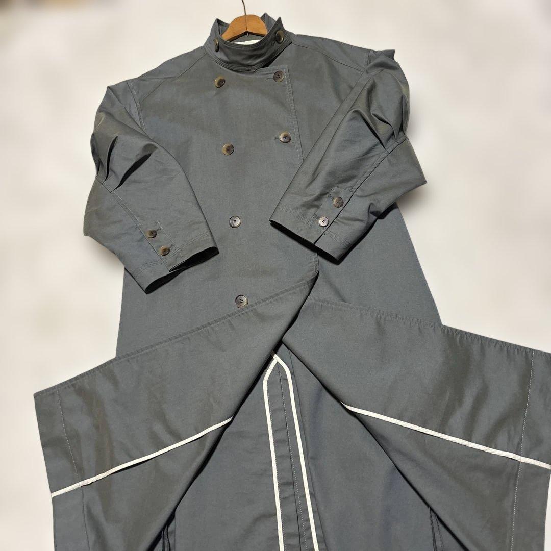 美品　エトレトウキョウ　スタンドカラーロングコート　グレー　サイズS
