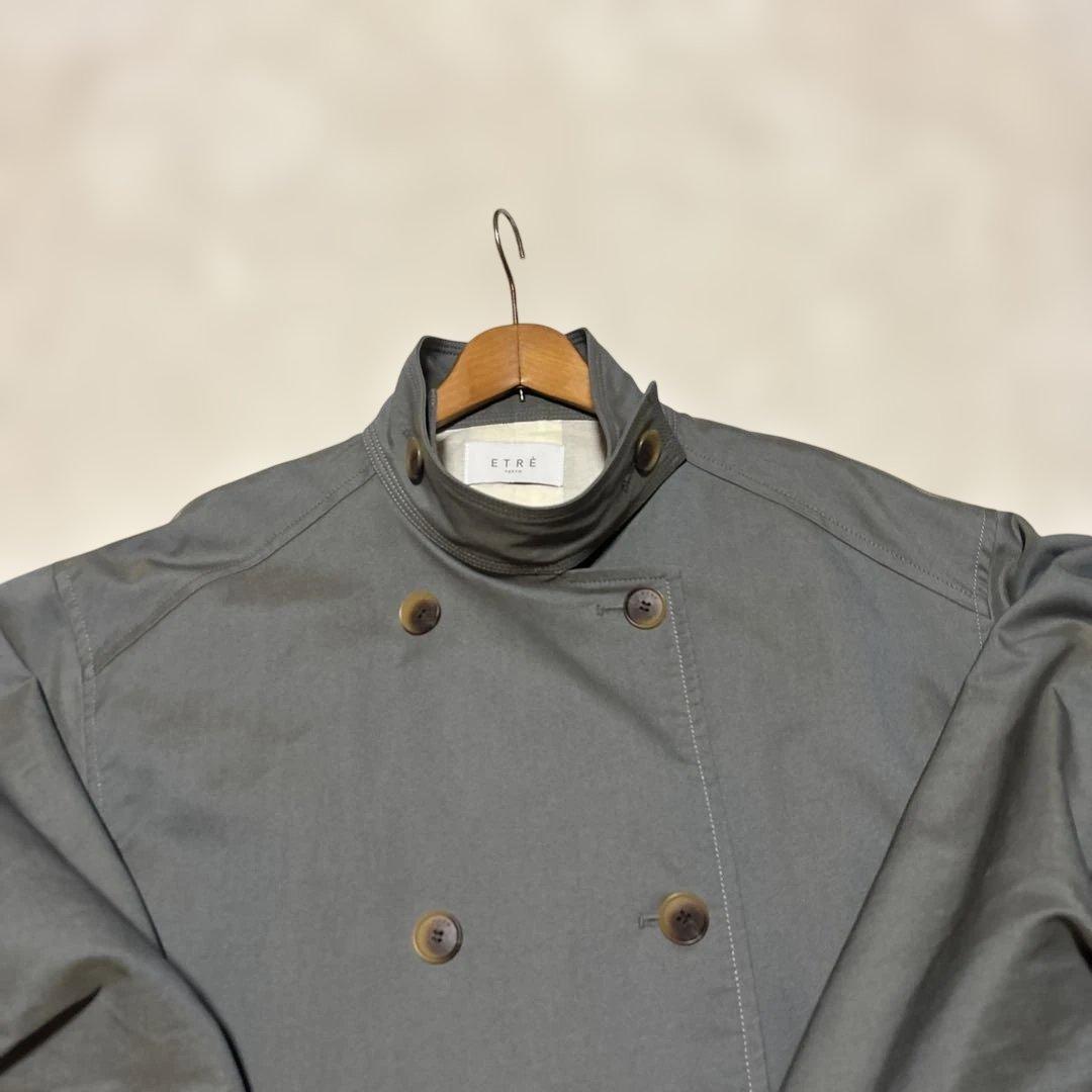 美品　エトレトウキョウ　スタンドカラーロングコート　グレー　サイズS