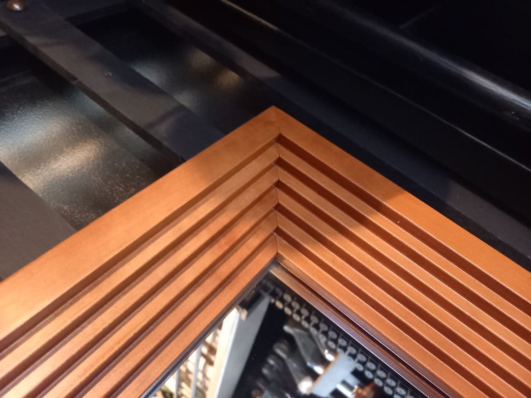 デンマーク　チーク　無垢材　アート　スクェア　フレーム　大型　ウォール　ミラー