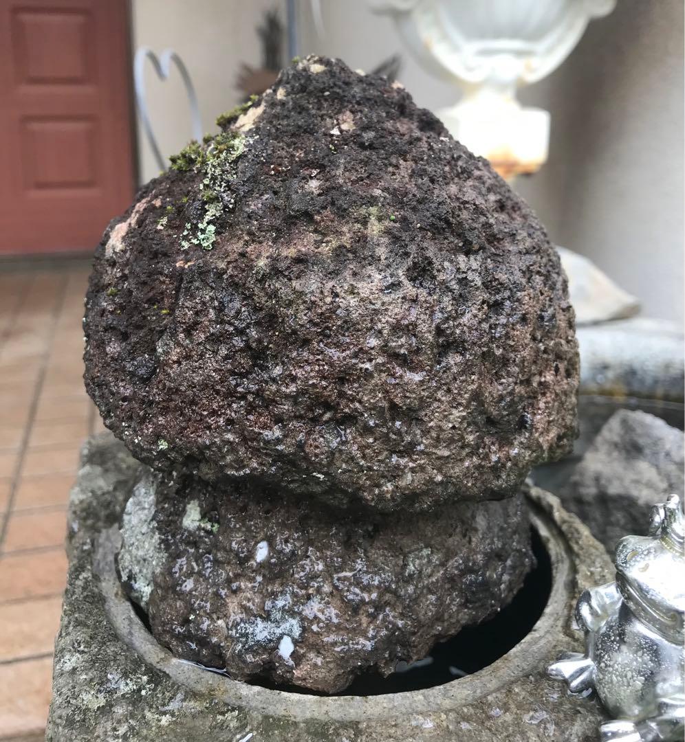 【大変古い自然石宝珠・関守石・擬宝珠】造園水石飾り石ガーデニング箱庭灯篭