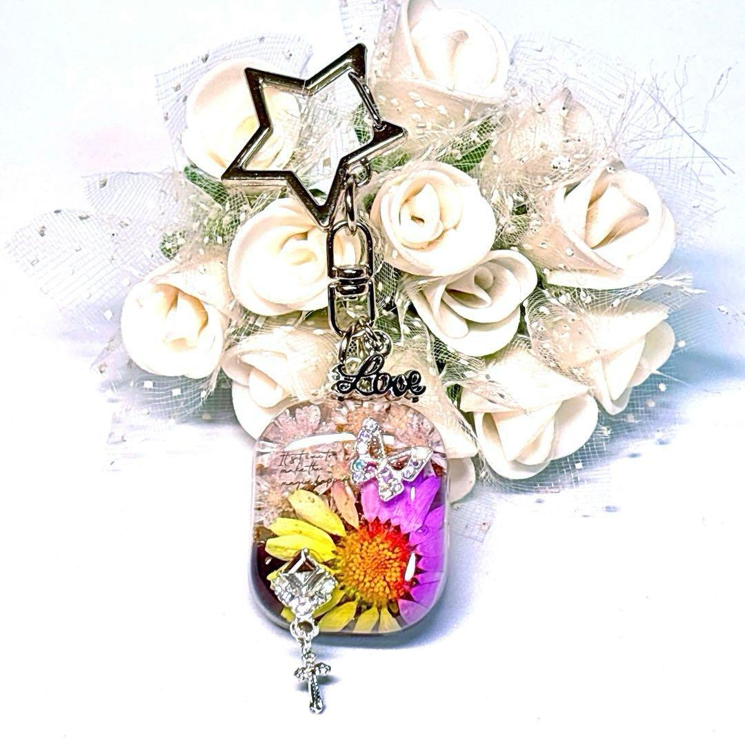 花と蝶のオルゴナイトキーホルダーNo.Ｄ-530