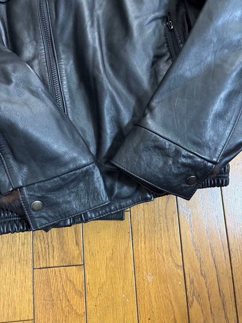 リバーシブル　レザー&ミンクファー　　レザージャケット　レトロ