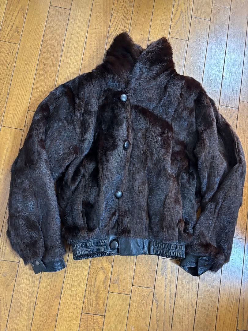 リバーシブル　レザー&ミンクファー　　レザージャケット　レトロ