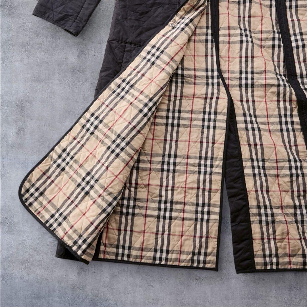 BurberryLondonノバチェック裏地フード付き ロングコートキルティング