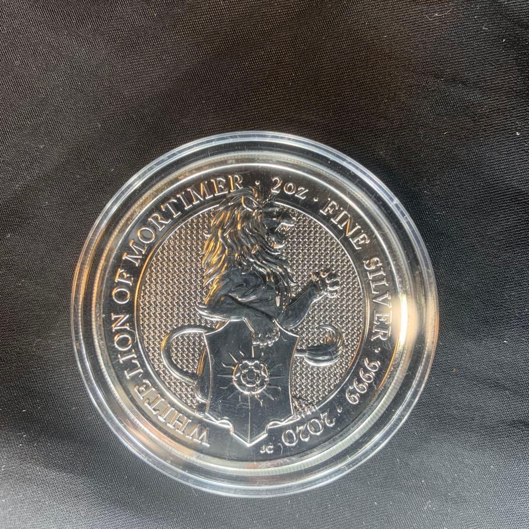 D4 純銀貨 2オンス クイーンズビースト　2020 ホワイトライオン