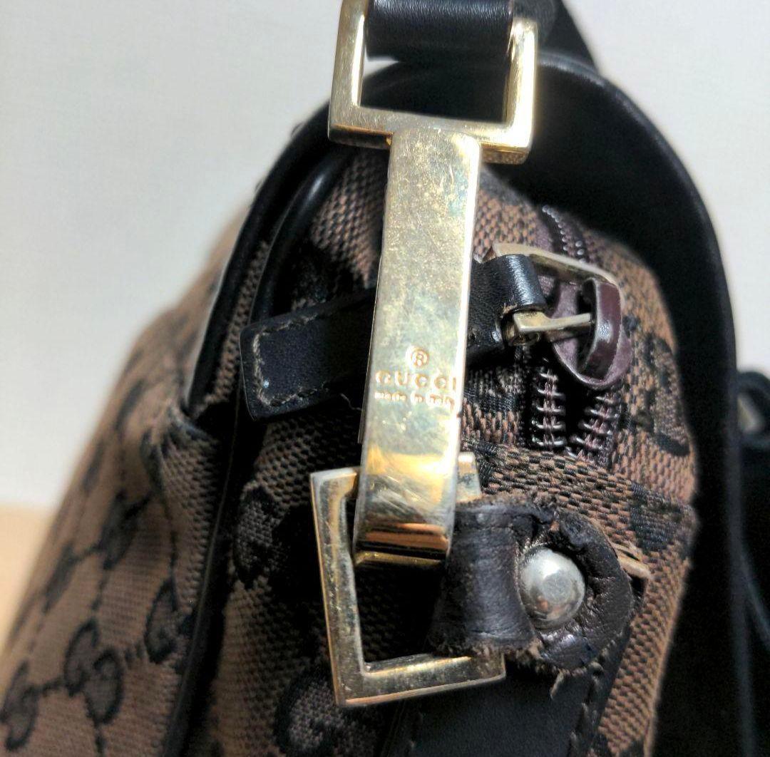 da39 GUCCI ショルダーバッグ GG柄 キャンバス×本革