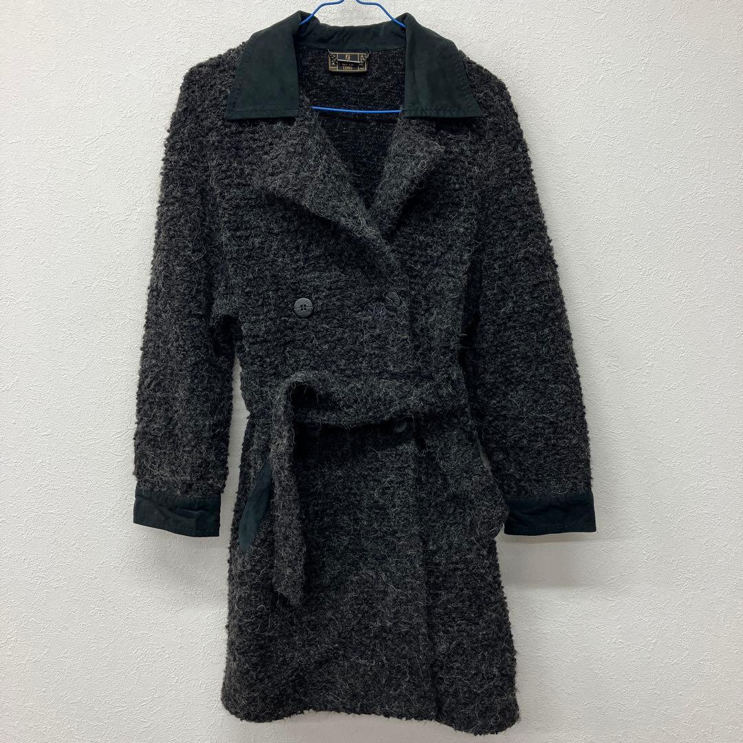 FENDI jeans ニットジャケット　ニットコート　レザー　△1