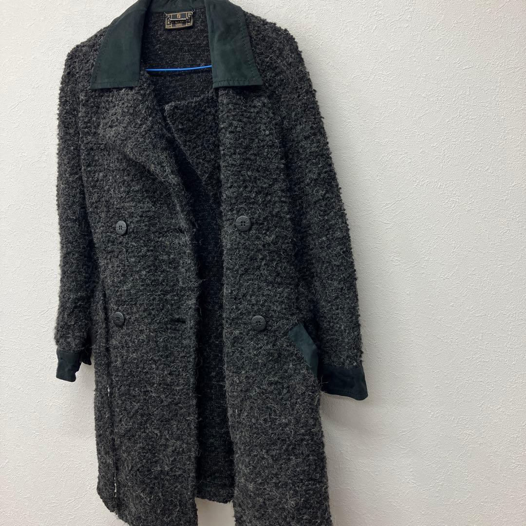 FENDI jeans ニットジャケット　ニットコート　レザー　△1