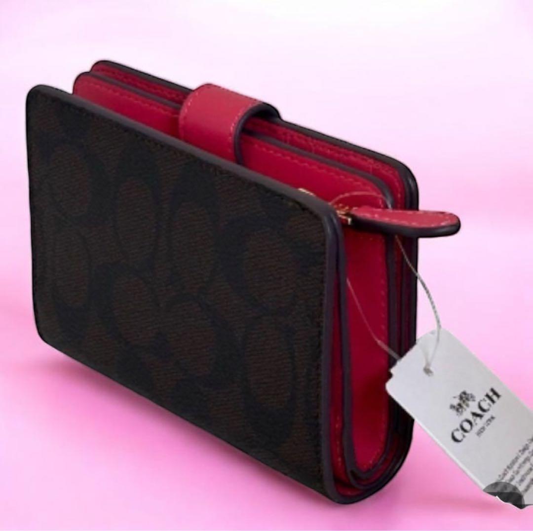 【新品】COACH 二つ折り財布 ブラウン/レッド【新品】