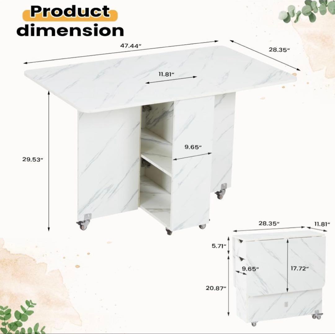 折りたたみダイニングテーブル 万能ドロップリーフダイニングテーブル ロック可能