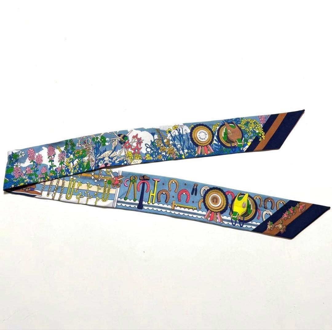 美品【HERMES】ツイリー ポニー・ピット・ストップ シルク