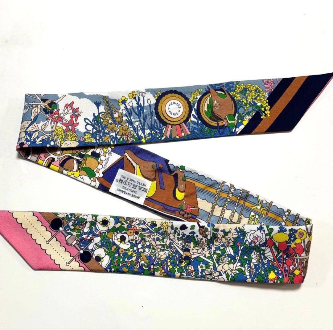 美品【HERMES】ツイリー ポニー・ピット・ストップ シルク