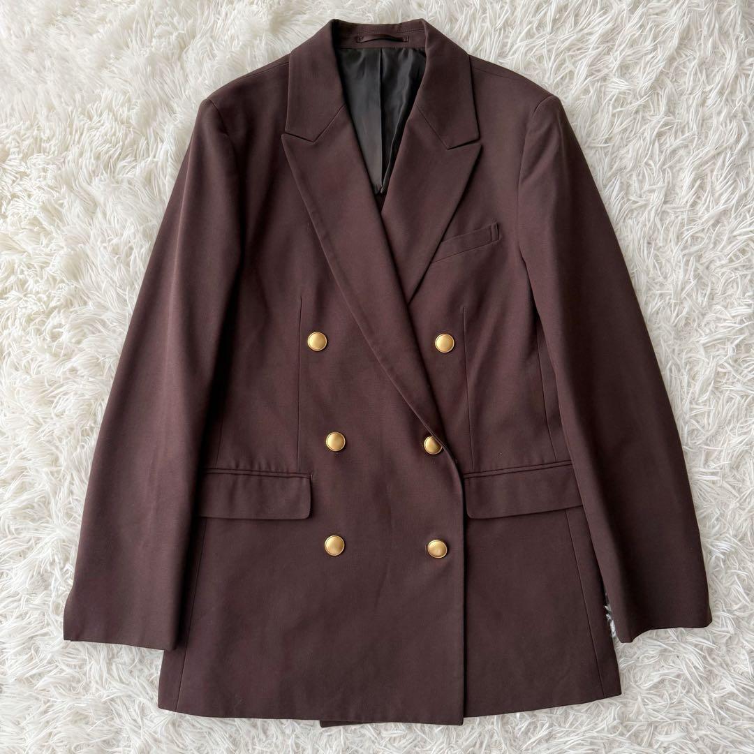 セットアップスーツ ダブルスーツ 金ボタン ブラウン 手洗可 40