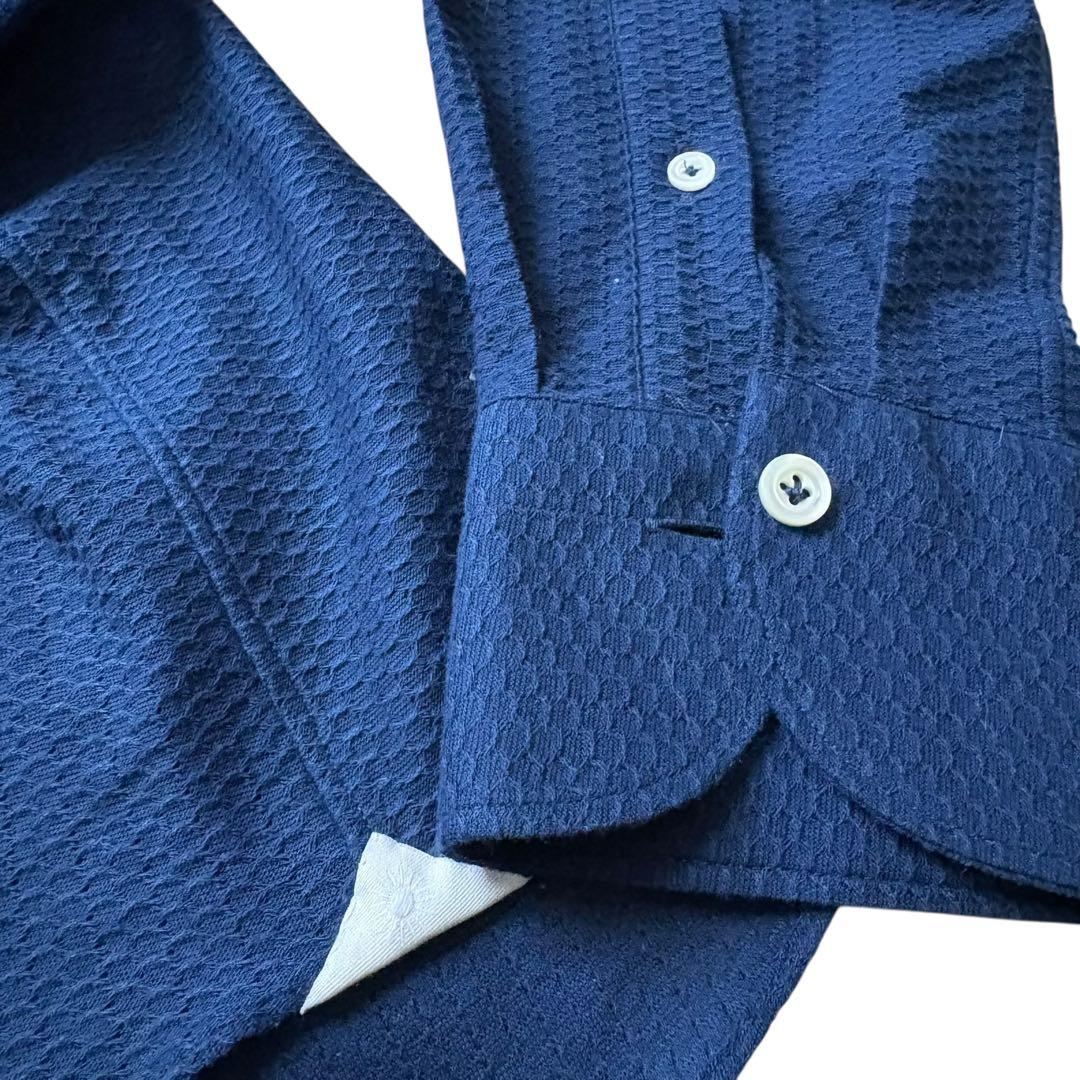 GIANNETTO vinci fit/ネイビー/コットンニットストレッチシャツ