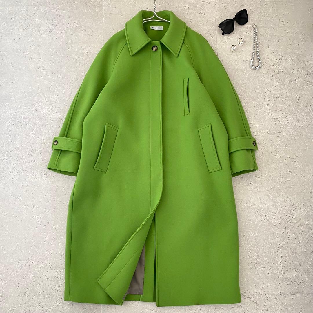 メゾンスペシャル　スーパー140メルトンステンカラーコート　ロングコート　ウール