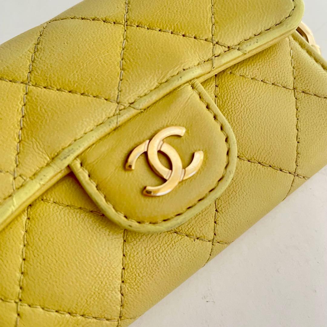 CHANEL✨シャネルマトラッセ キルティングレザー イエロー キーケース４連
