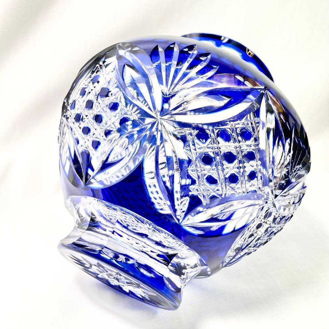 EA244 カガミクリスタル　江戸切子　花瓶　木村秋男　高さ約17㎝