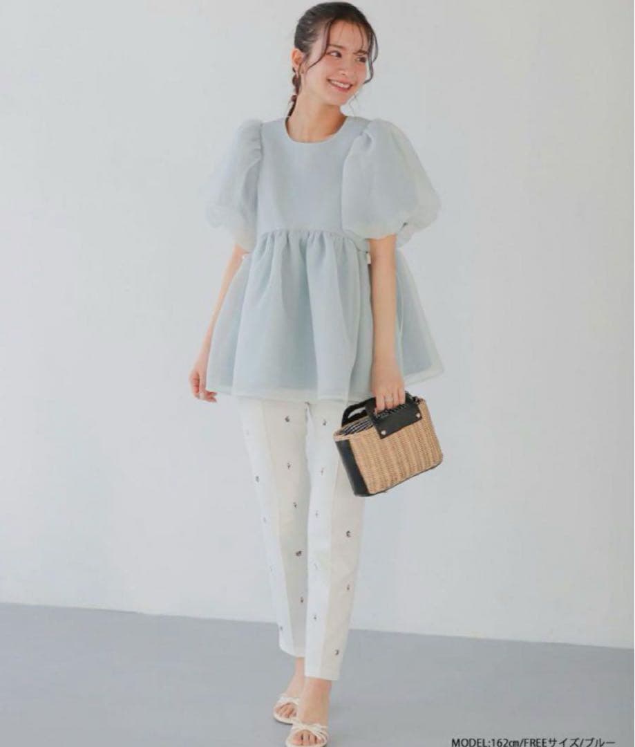 fit more クリンクルシアーオーガンジーペプラムトップス