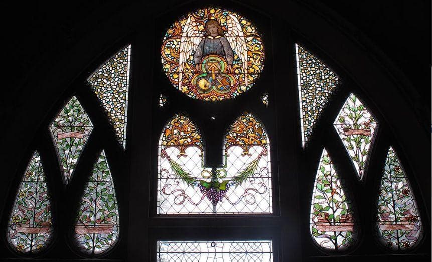 ティファニー 大型 ヴィンテージ ステンドグラス 芸術の天使 リンドハースト邸