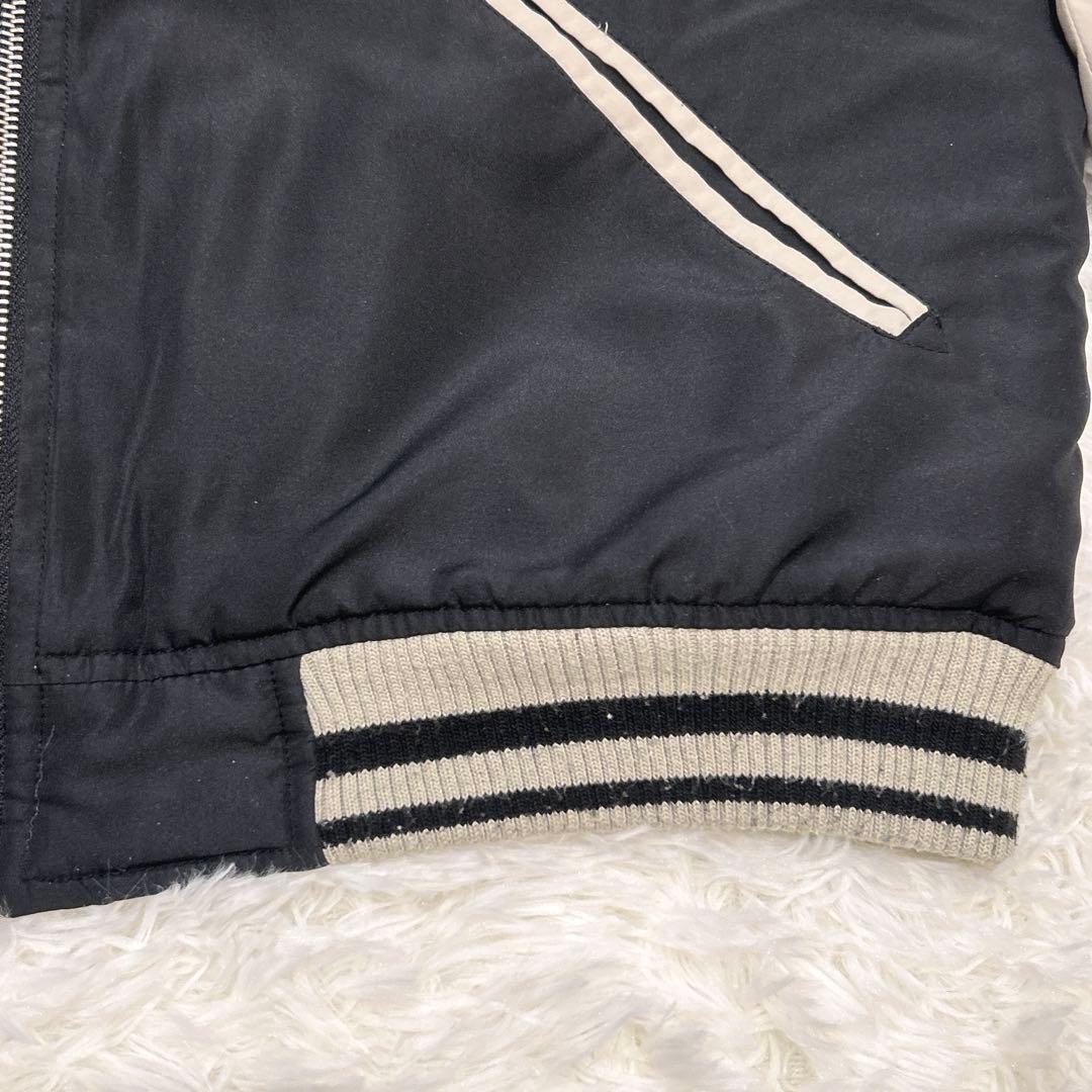 絡繰魂 スカジャン 桜×龍 刺繍 ブラック×グレー 和柄 メンズ Lサイズ