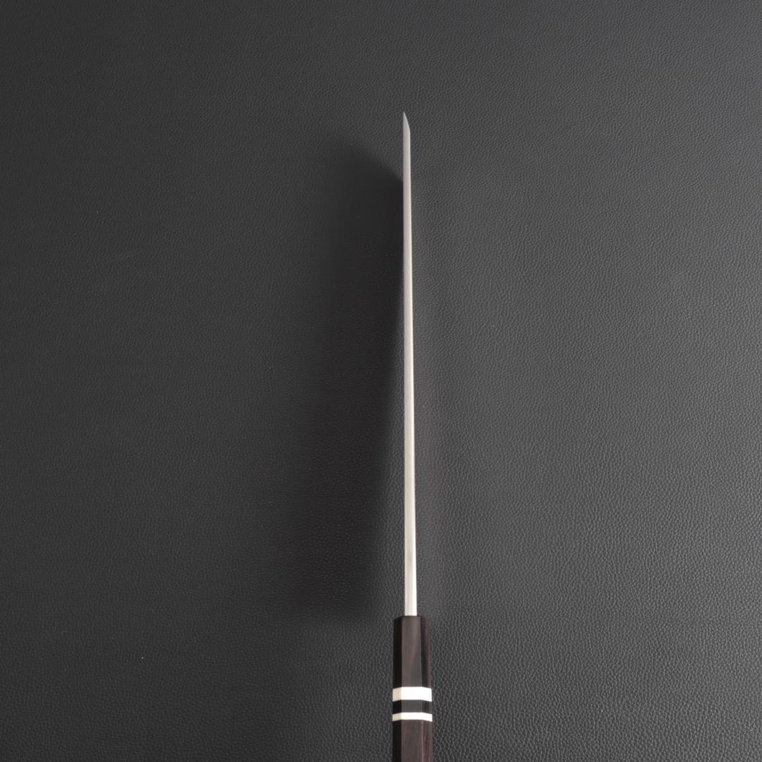 10324梵静刃物 骨切り鱧切り包丁 尺寸 刺身包丁 黒檀黒水牛角白三本巻八角柄