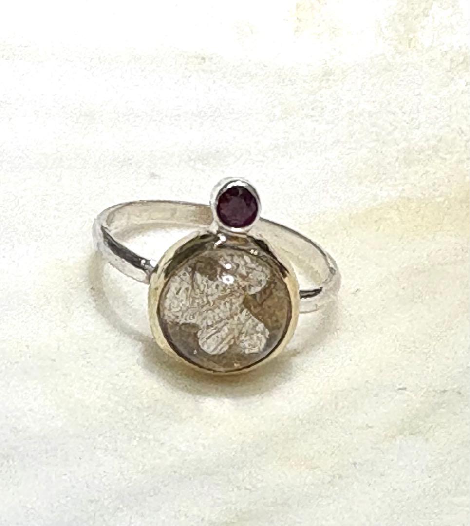 ルチルクオーツとルビーのリング