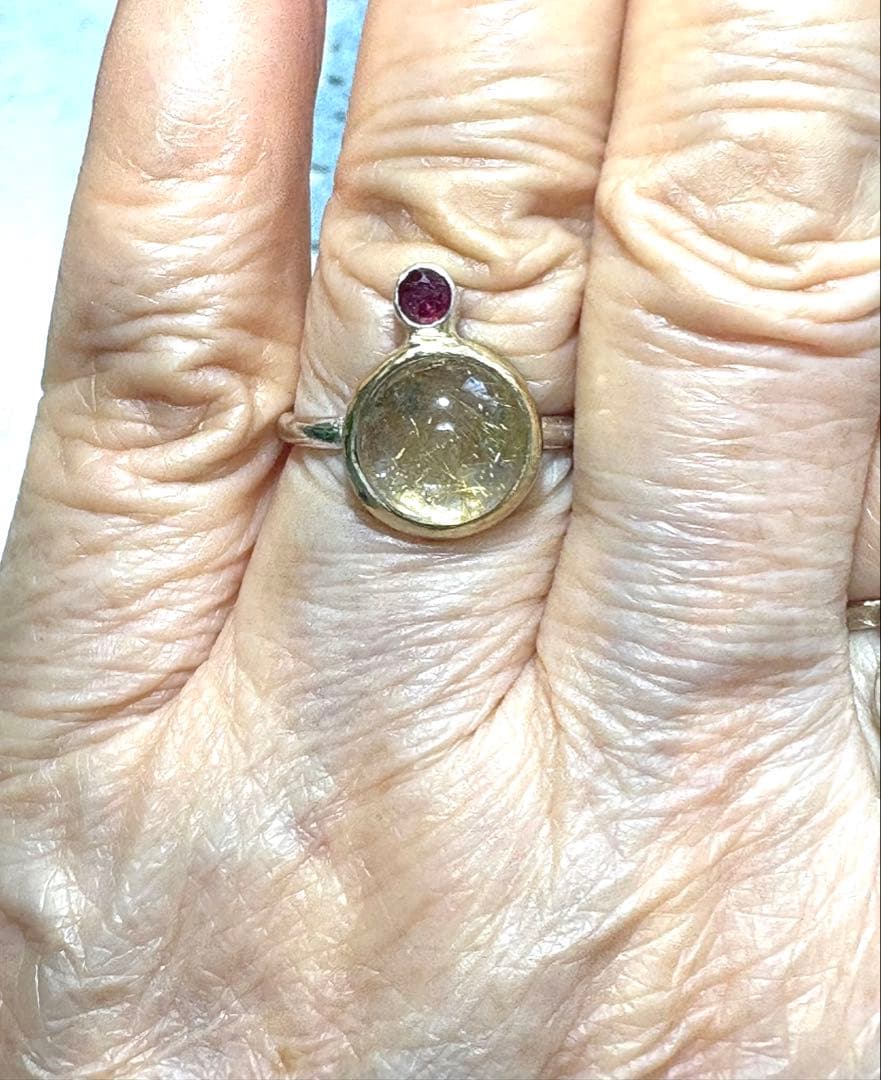 ルチルクオーツとルビーのリング